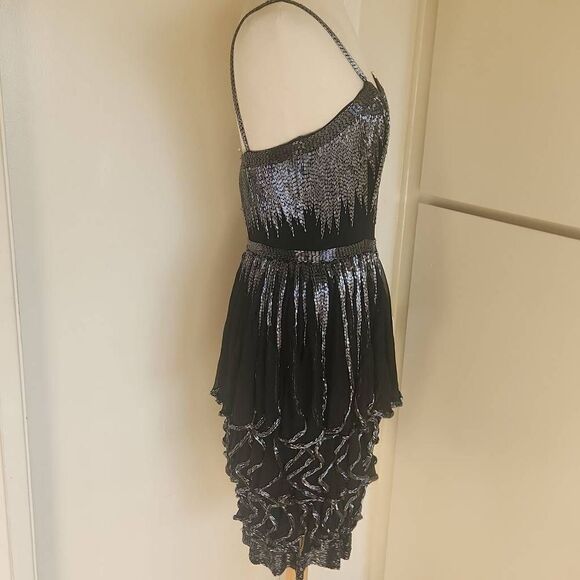 VTG. Oleg Cassini Blk.Beaded Cocktail Dress, Sz. 8 - Picture 8 of 13